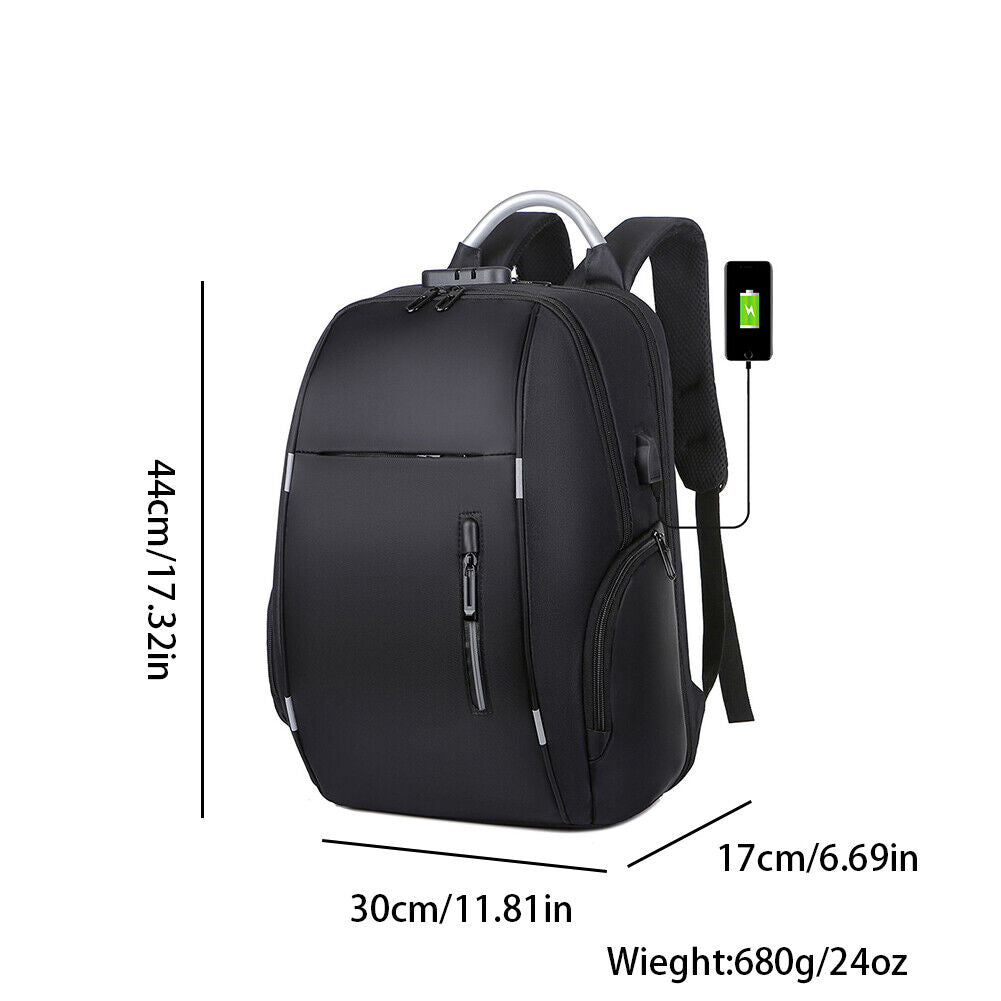 US Men Anti Theft X Large 17.3" Laptop Backpack USB Travel School Business Bag