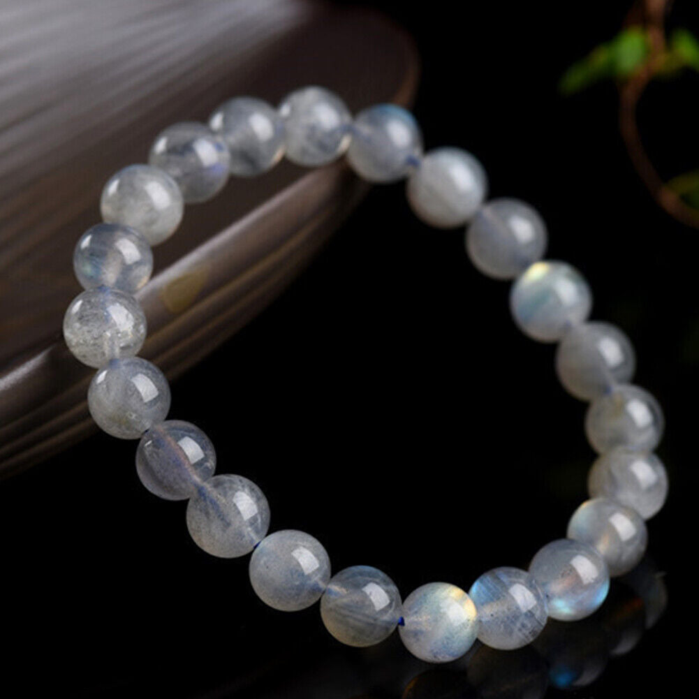 US 6/8 mm Light Gray Labradorite Bead Genuine Natural Grade 3A Gemstone Round