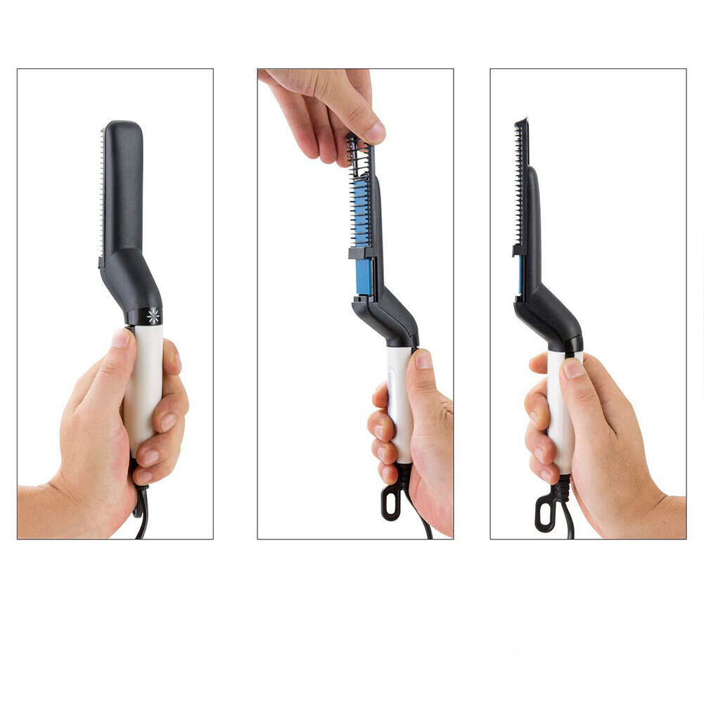 US 1-2 Pack Hair Beard Straightener Men Comb Electric Hot Multifunctional Brush