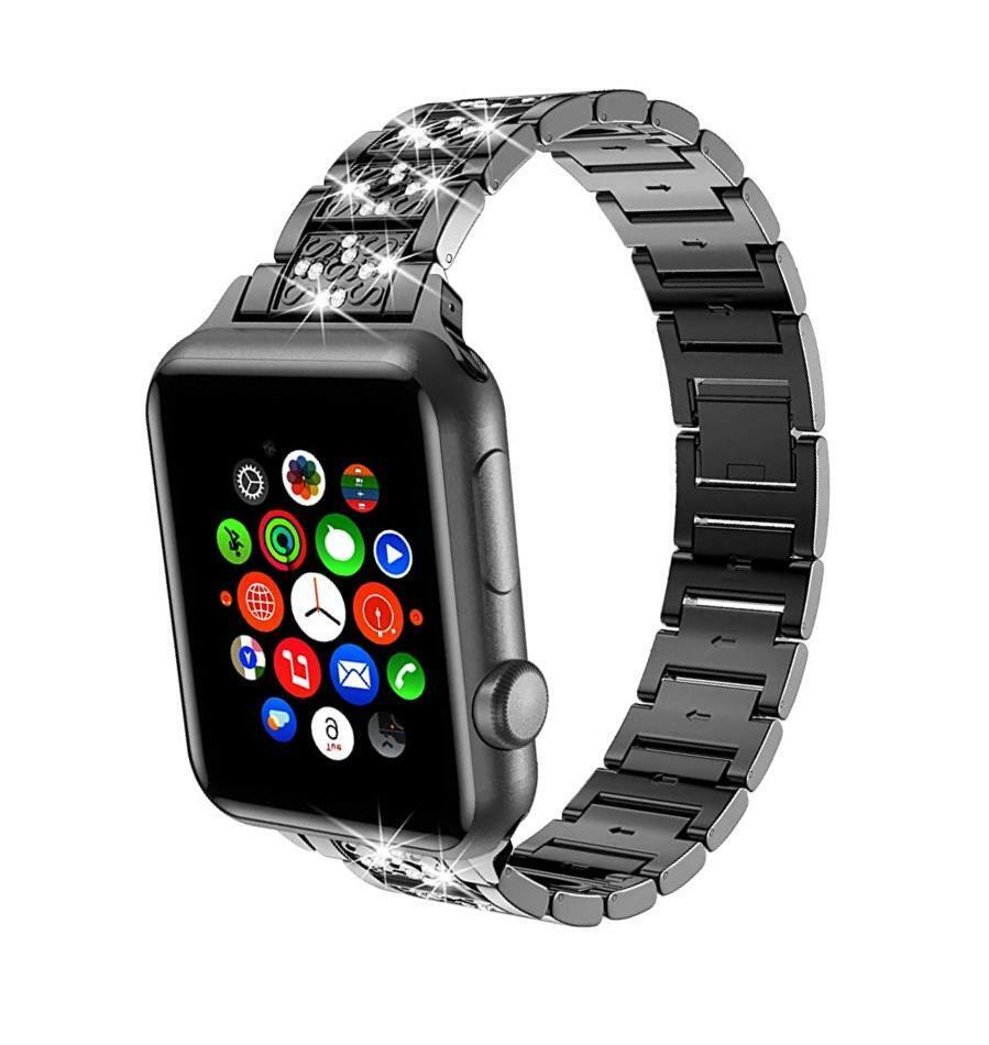 US Bling Diamond Stainless Steel Band Strap For Apple iWatch Series 1-7, 38-44MM