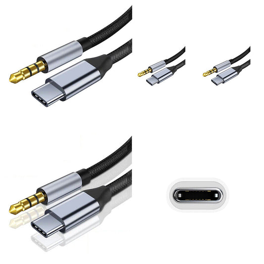 US 2-4 Pc 3.5mm to Type-C 8Pin iOS Car DAC AUX Audio Nylon Cord Cable For iPhone
