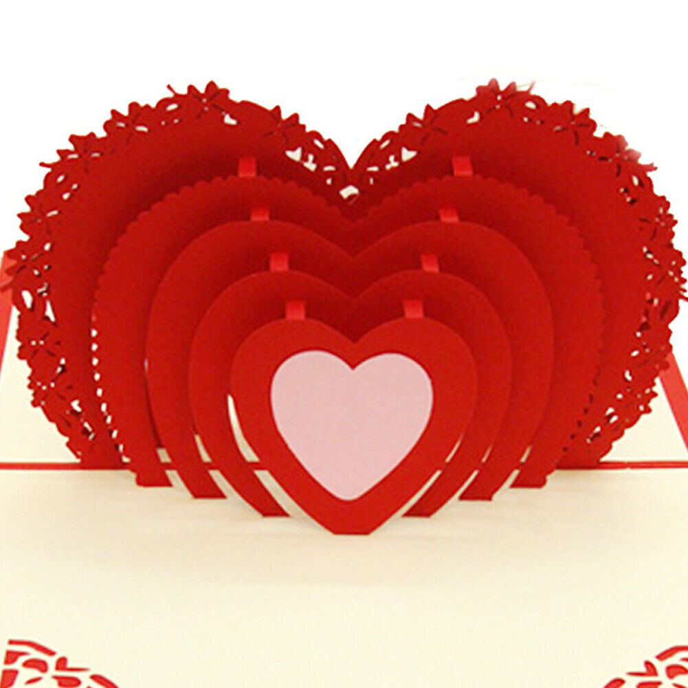 US 1-2 Pack 3D Pop Up Greeting Card LOVE Wedding Birthday Valentines Anniversary