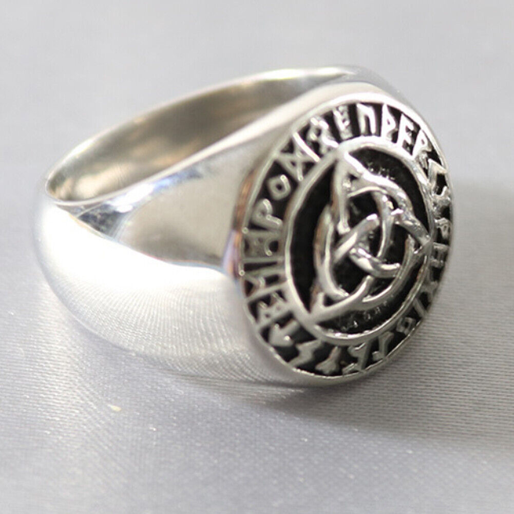 US 1-2 Pack Mens Viking Rune Celtic Irish Trinity Knot Ring Stainless Steel
