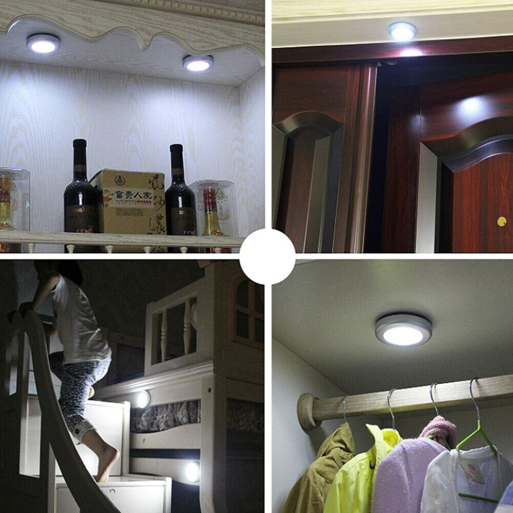 US 4-8 Pcs Motion Sensor Light Closet Battery Powered LED Night Step Indoor Wall
