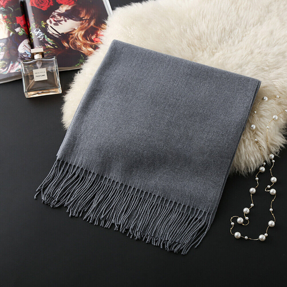 US Oversize Cashmere Scotland Wool Shawl Wrap Solid Blanket Mens Womens Scarf