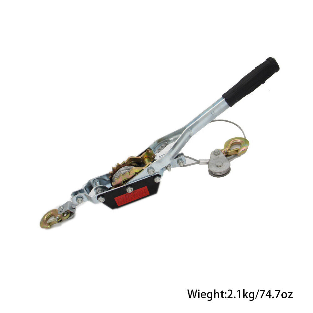 US 2 Ton Gear Hand Cable Puller Car Trailer Tow Hooks 4400 lbs Come along tighte