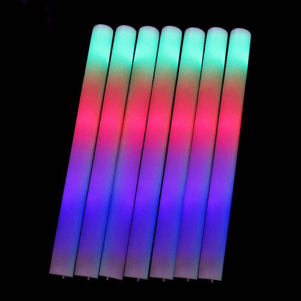 US 24-48 Pack LED Light Up Foam Sticks Glow Batons Flashing Rave Batons DJ Wands