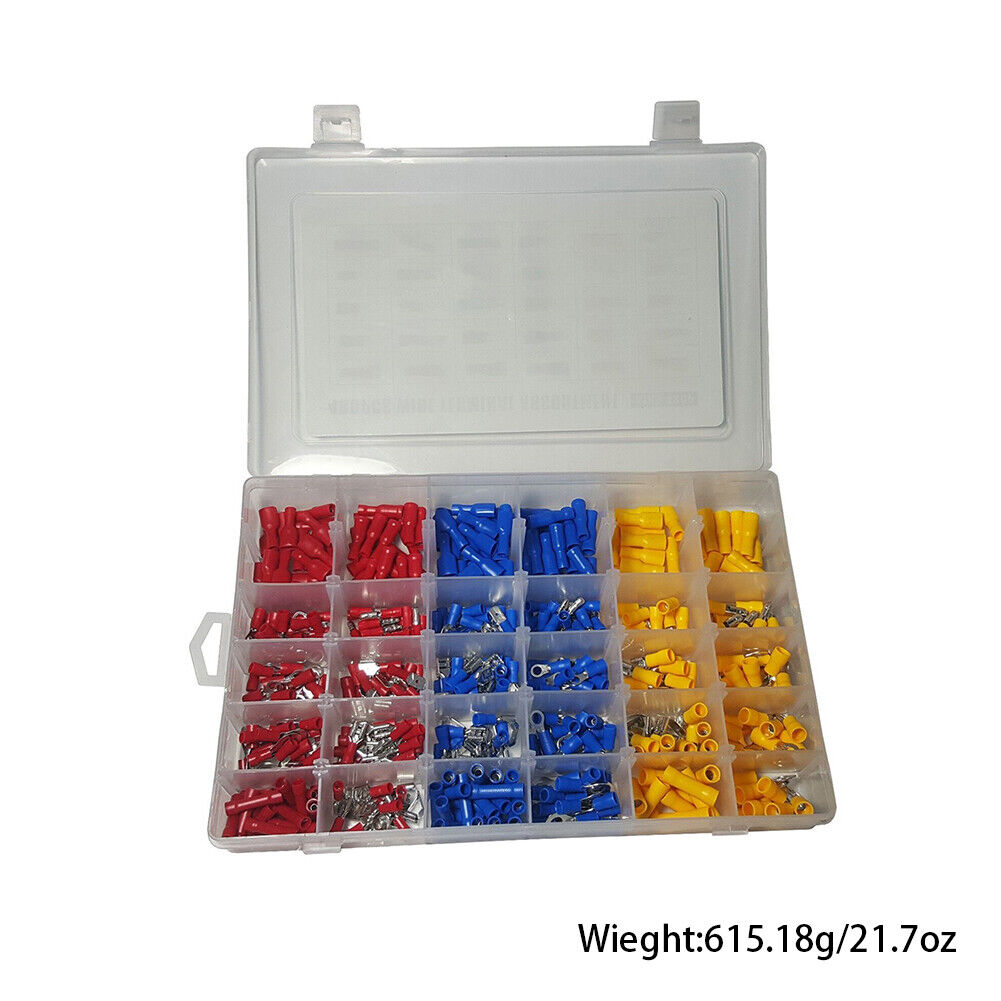 US 480 PC ASSORTED INSULATED ELECTRICAL WIRE TERMINAL CRIMP CONNECTOR SPADE SET