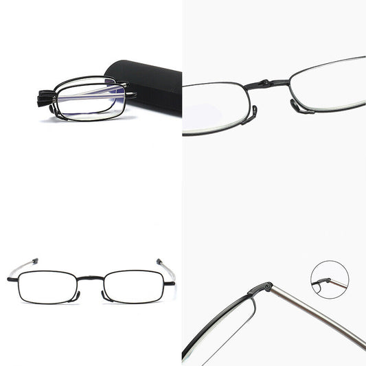 US 3Pc Read Fold Metal Compact Anti-Blue Light Reading GlassesWith Carrying Case