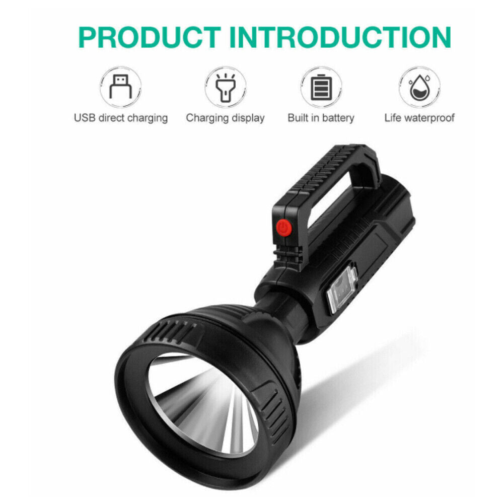 US 1-2 Pack Rechargeable Torch LED Searchlight Handheld Portable Spotlight