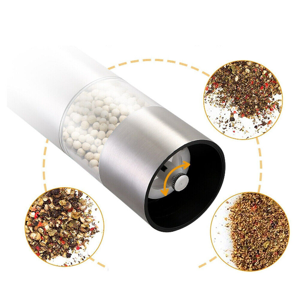 US 1-2 Pack Battery Operated Salt Pepper Grinder Set Mill Adjustable Coarseness