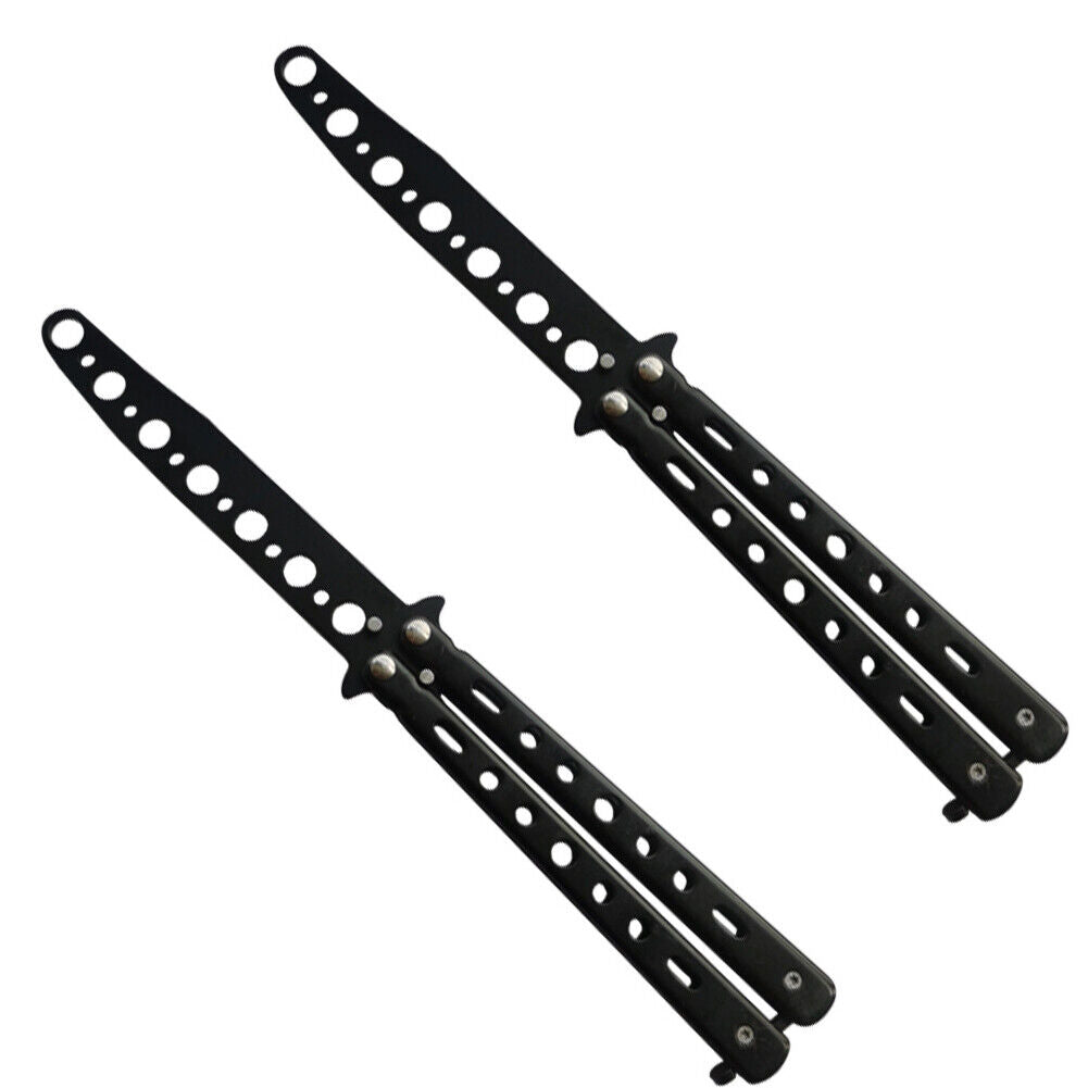 US 1-2 Pack Butterfly knife Practice Martial Swords Steel Metal Folding Training