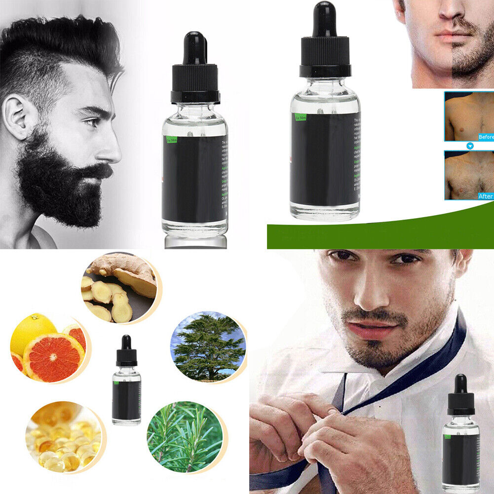 US2-4Pc Beard Growth Oil Serum Fast Growing Beard Mustache Facial Hair Grooming