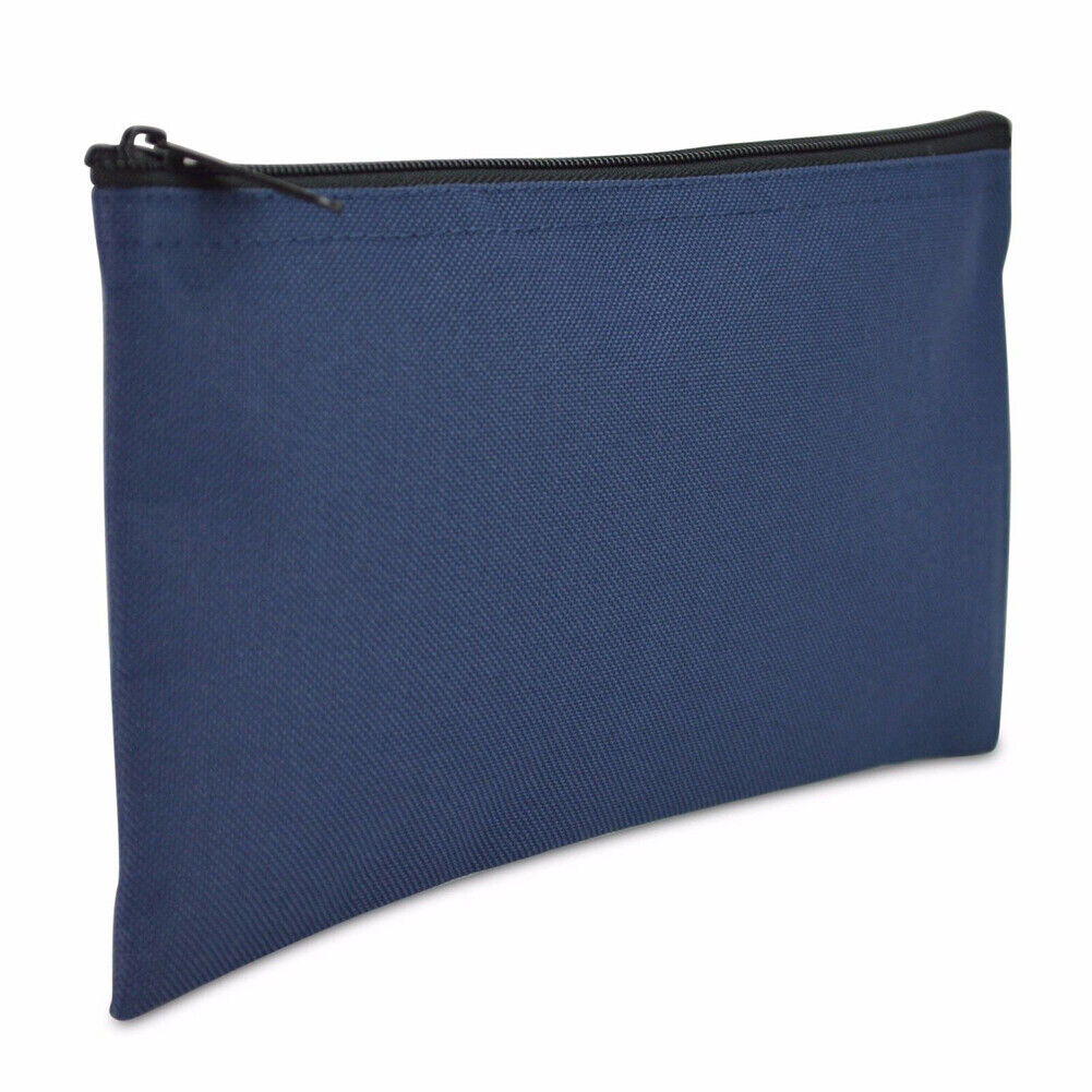 US 2-4 Deposit Bag Bank Pouch Zippered Safe Money Bag Organizer in Navy Blue