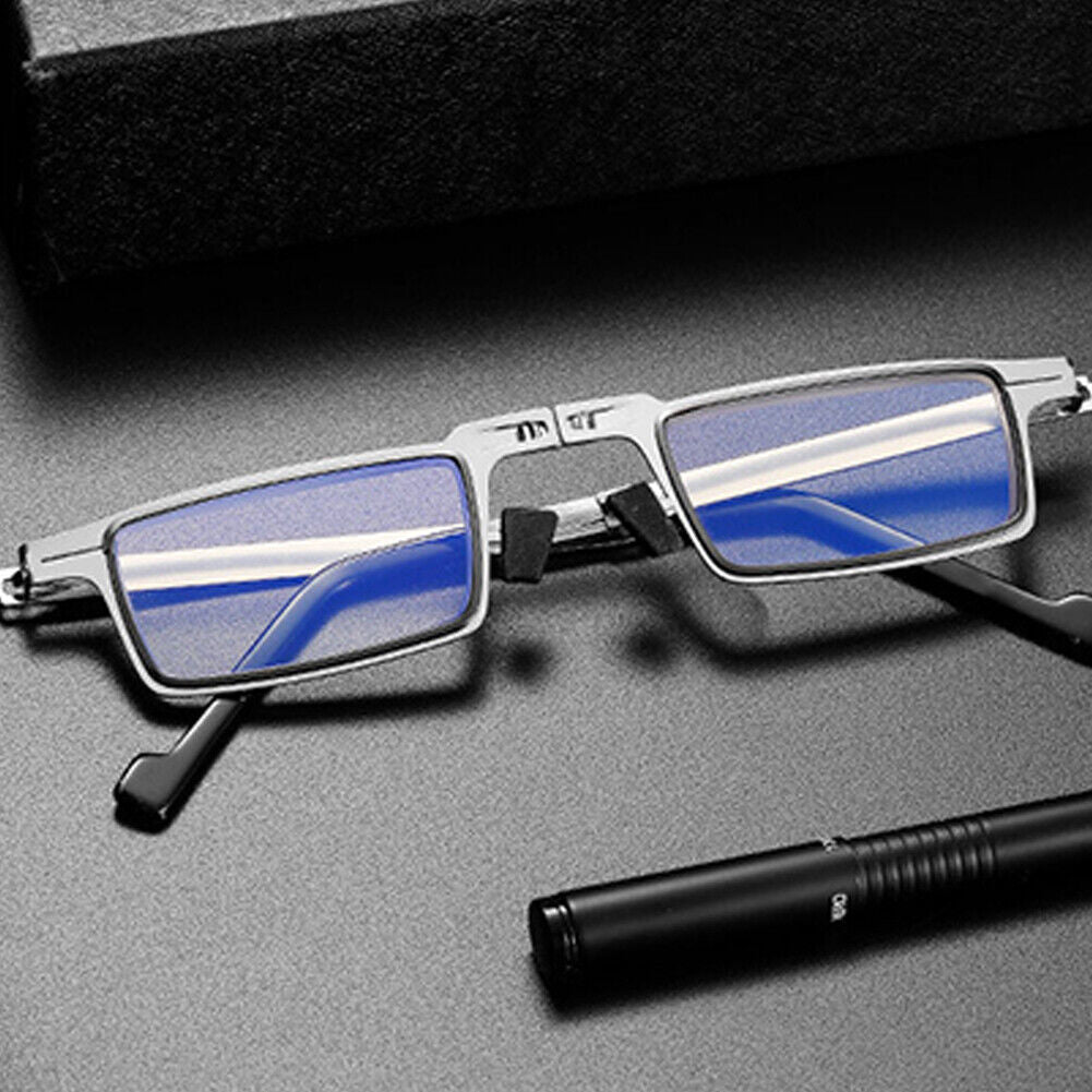 US 2-4Pairs Foldable Light Titanium Material Screwless Anti-Blue Reading Glasses