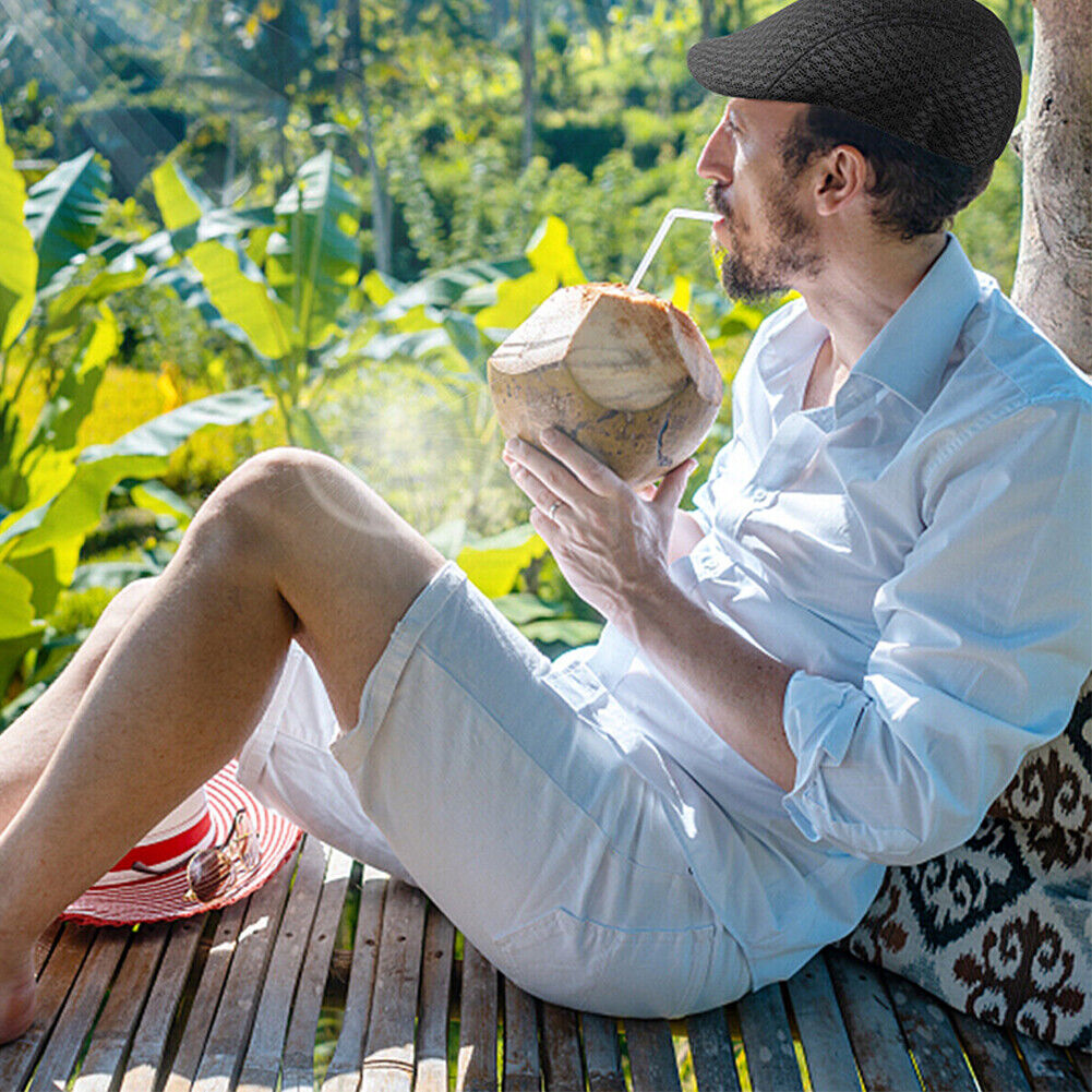 US Men's Breathable Mesh Ivy Hat Gatsby Cap Summer Newsboy Beret Ascot Cabbie