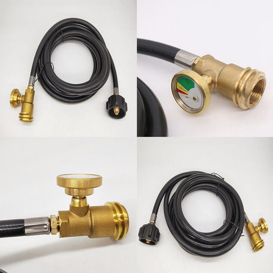 US 12FT Propane Extension Hose w/Gauge for Propane Tank for Most Propane Applian