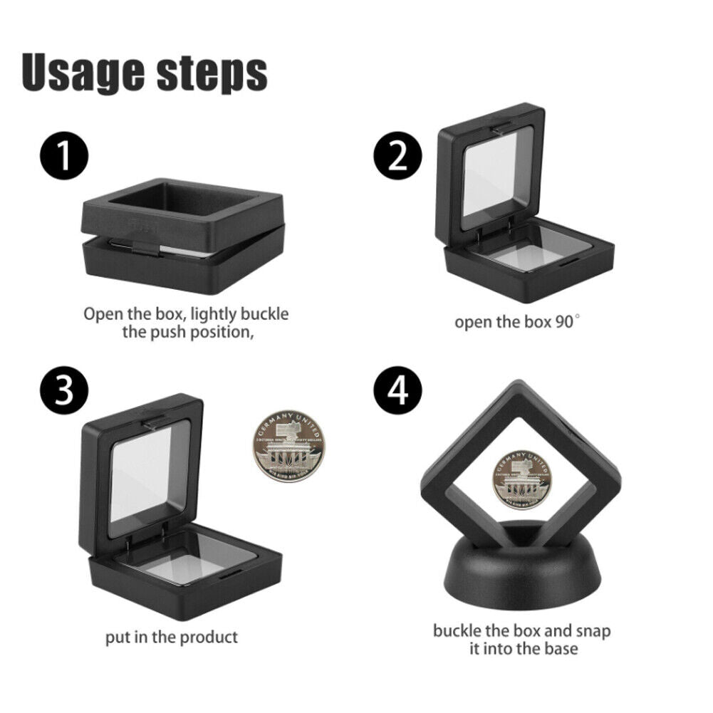 US 20-40 Pcs Coin Display Box 3D Floating Frame Display Holder Jewelry Challenge