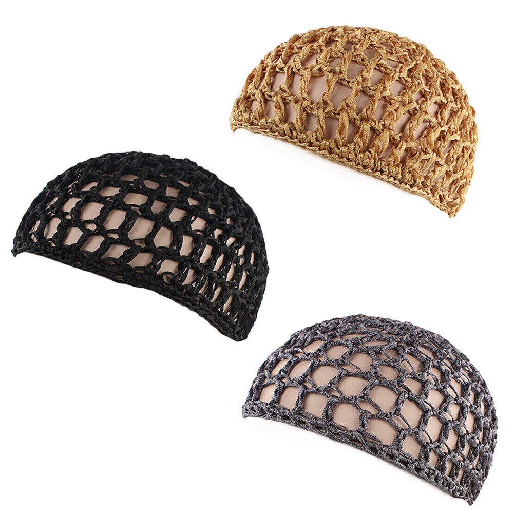 US 3~6 Pcs Short Women Hairnet Cover Mesh Crochet Hair Net Rayon Knit Snood Hat