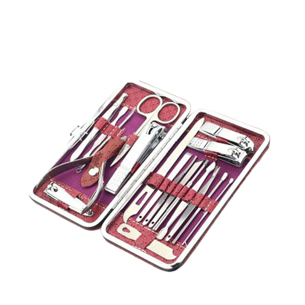 US 19PCS Pedicure Nail Toe Clippers Manicure Kit Cleaner Cuticle Grooming Set Ca