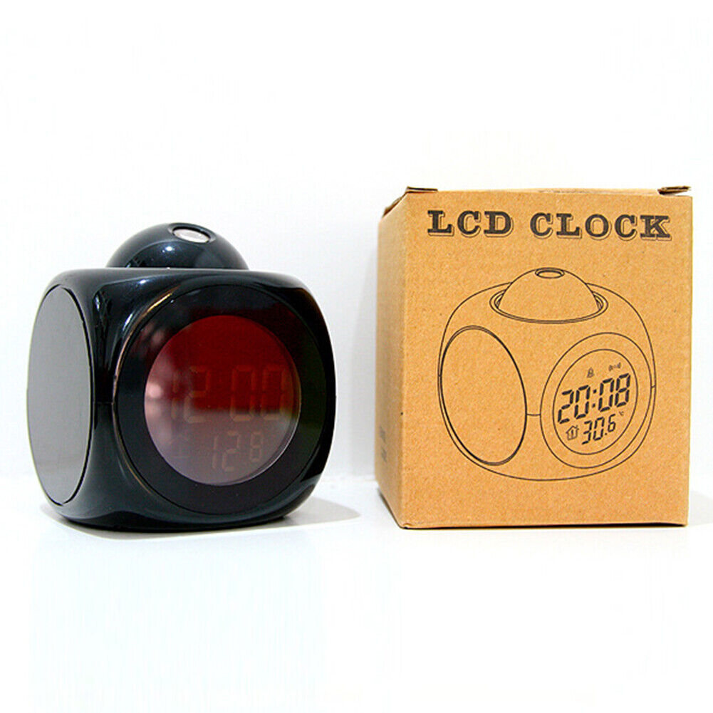 US 1- 2 Pack Projection Alarm Clock LED Digital Voice Report Digital Alarm Clock