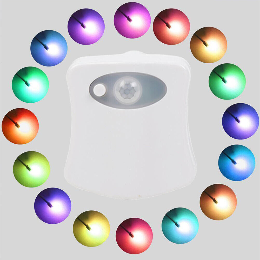 US 3-6 Pack Motion Sensor Activated LED 16 Colors Changing Toilet Night Light