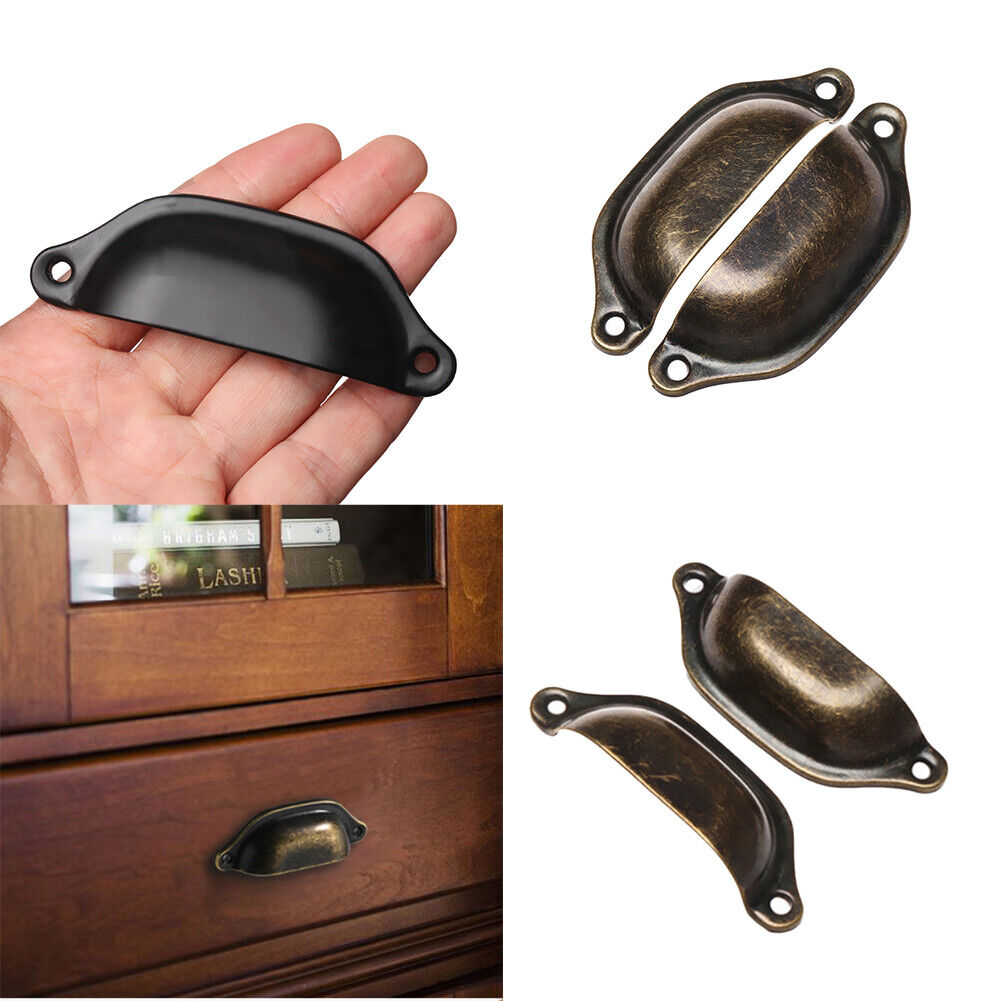 US 20 Pack Cabinet Hardware Antique Iron Shell-shaped Drawer Pulls Cup Handle