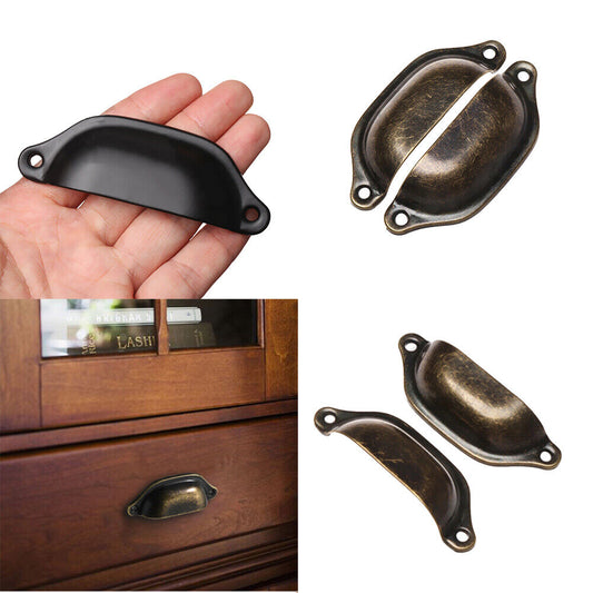 US 20 Pack Cabinet Hardware Antique Iron Shell-shaped Drawer Pulls Cup Handle