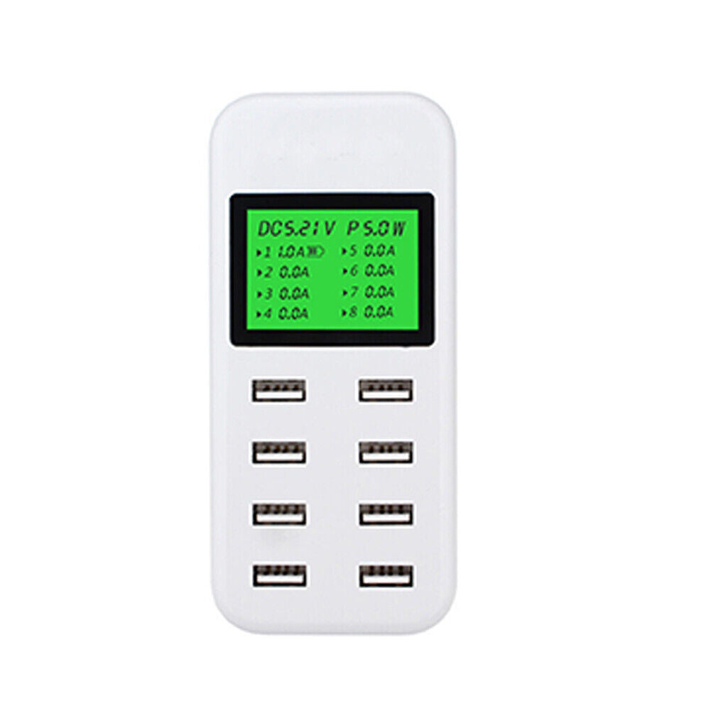 US 1-2 Pcs Multiple USB Charger 8-Port Charging Station Quick Charge LCD Display