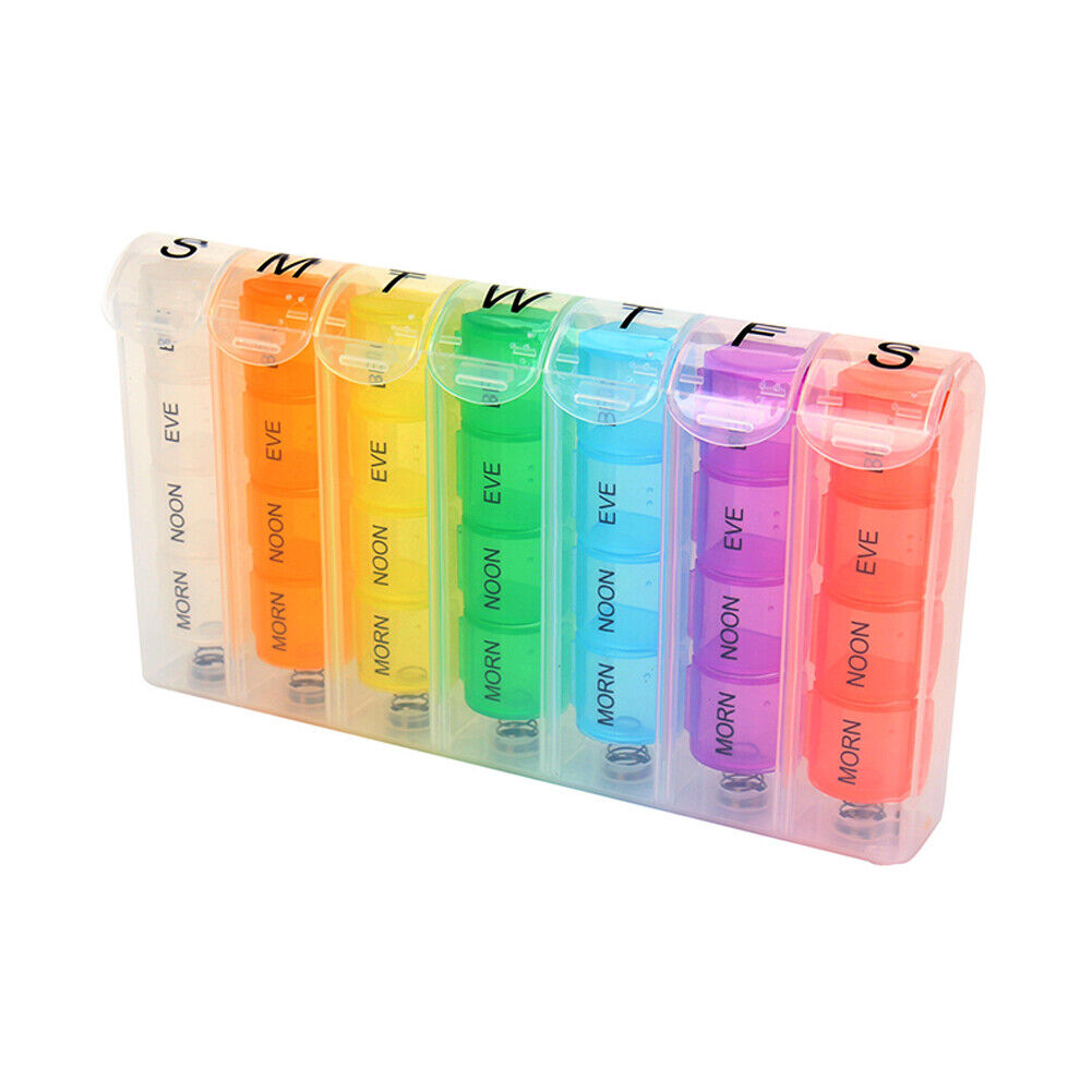 US 2-4 Pack Weekly Pill Organizer Planner 7 Day Container Medicine Pop Up