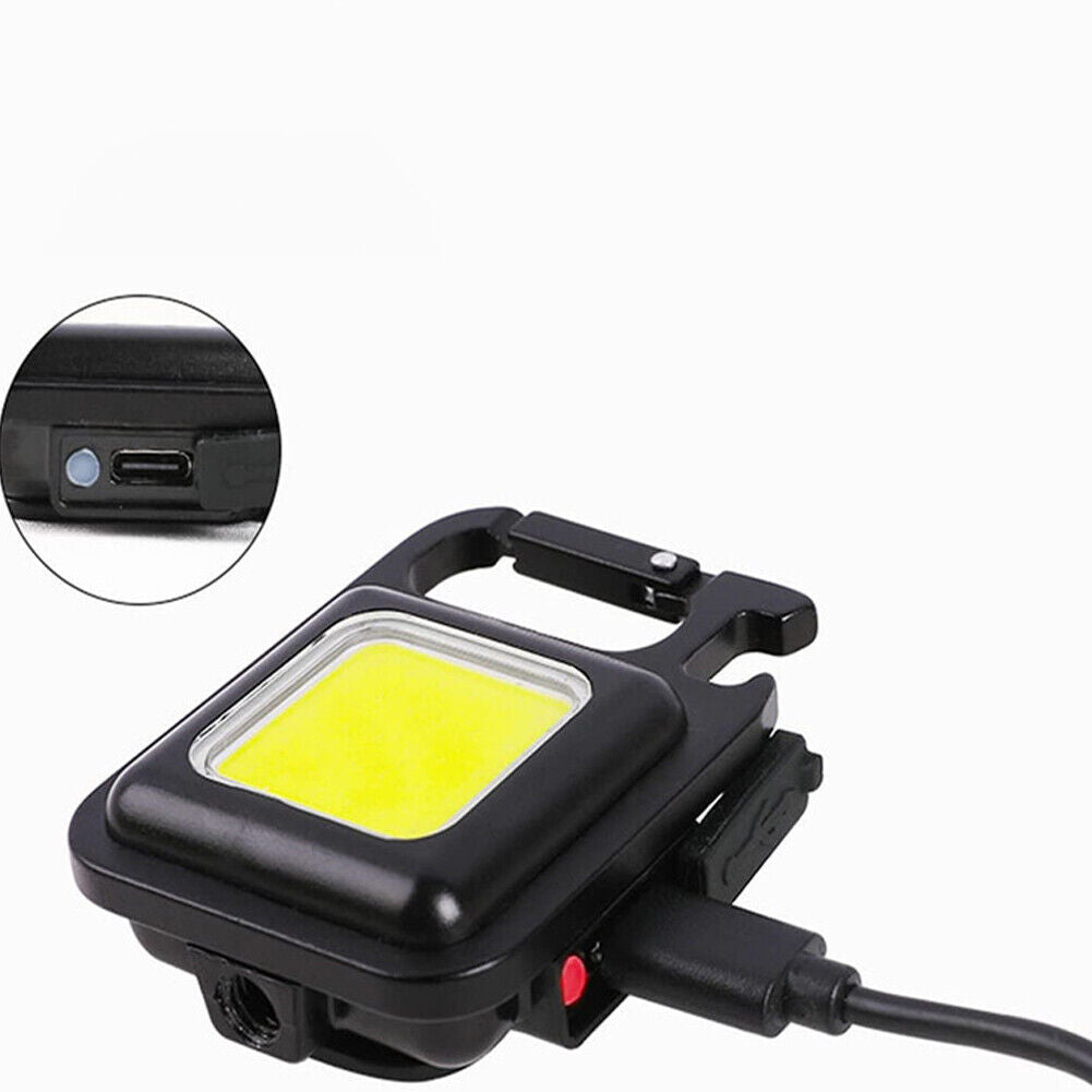 US 1-2 Pcs Mini Keychain Flashlight Portable COB Rechargeable Work Light