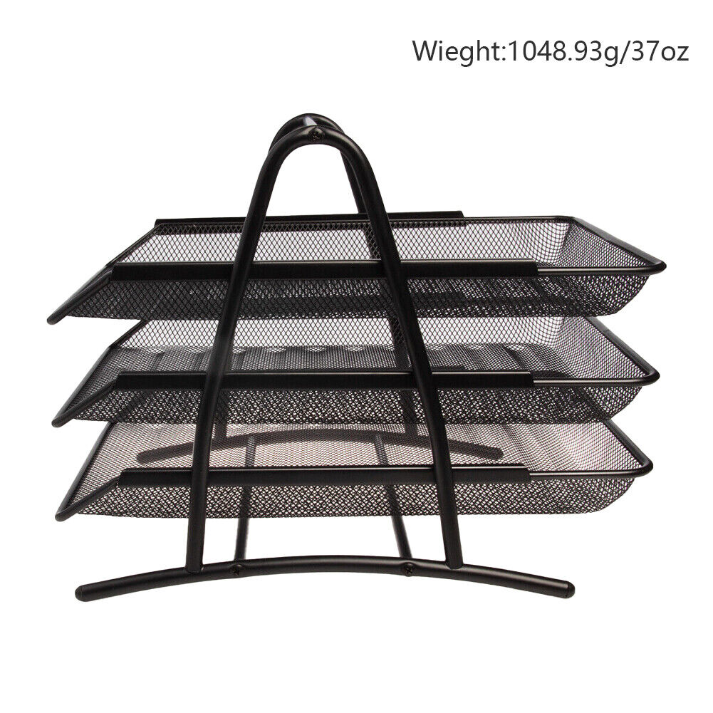 US Mesh Notebook Letter Tray 3 Tier Desk Organizer For Office Supplies Folders