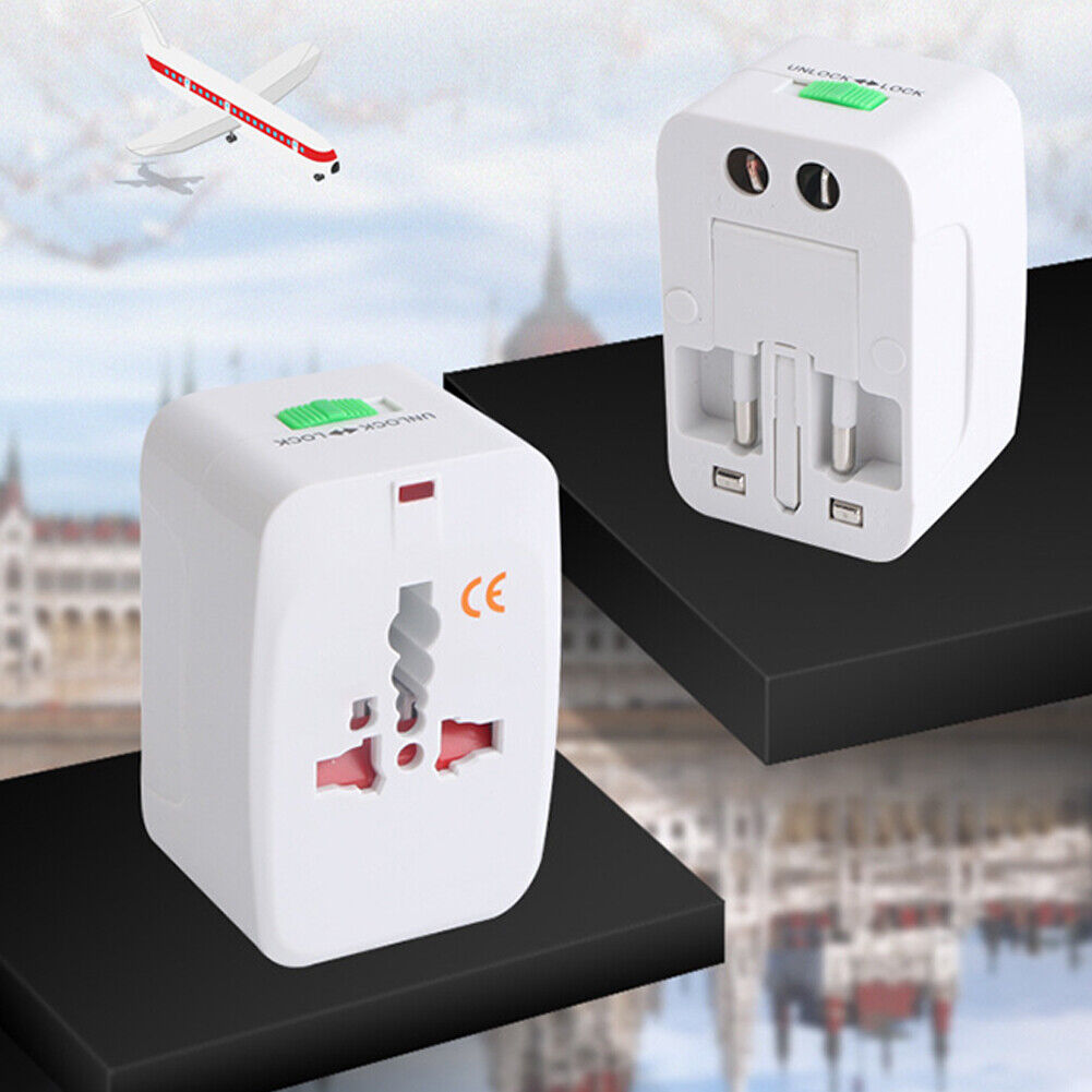 US 1-2 Pc Universal Plug Adapter Mobile Quick Charger Travel Light Weight Outlet
