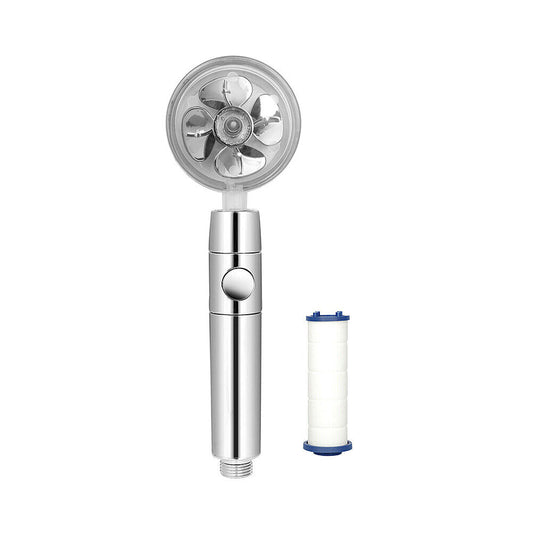 US Water Saving Flow 360 Spinning High Pressure Nozzle Shower Head w/ Turbo Fan