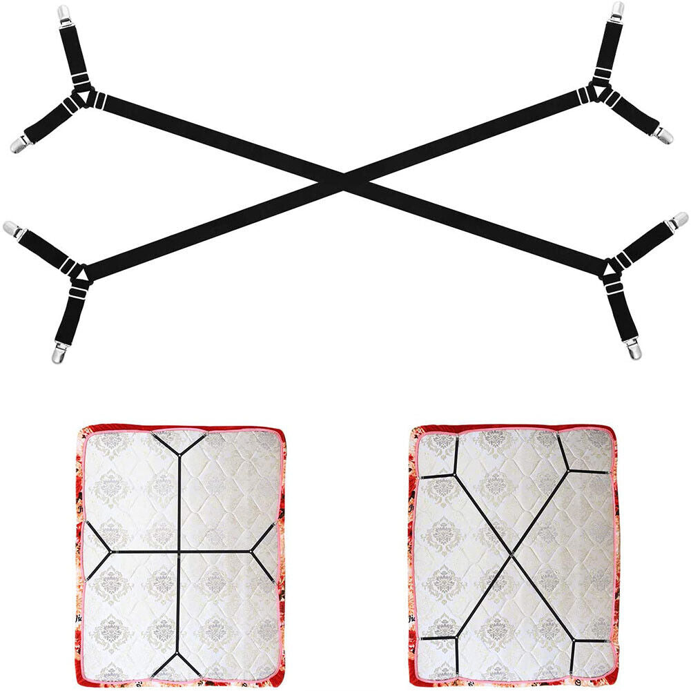 US 1-2 Bed Sheet Clips 8-Clip Grippers Suspender Straps Mattress Fastener Holder