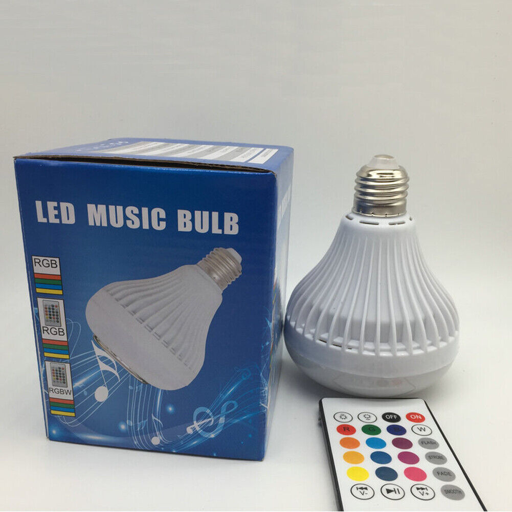 US 2-4 Pcs Wireless Bluetooth Light Bulb Speaker RGB E27 Smart Music Lamp Remote