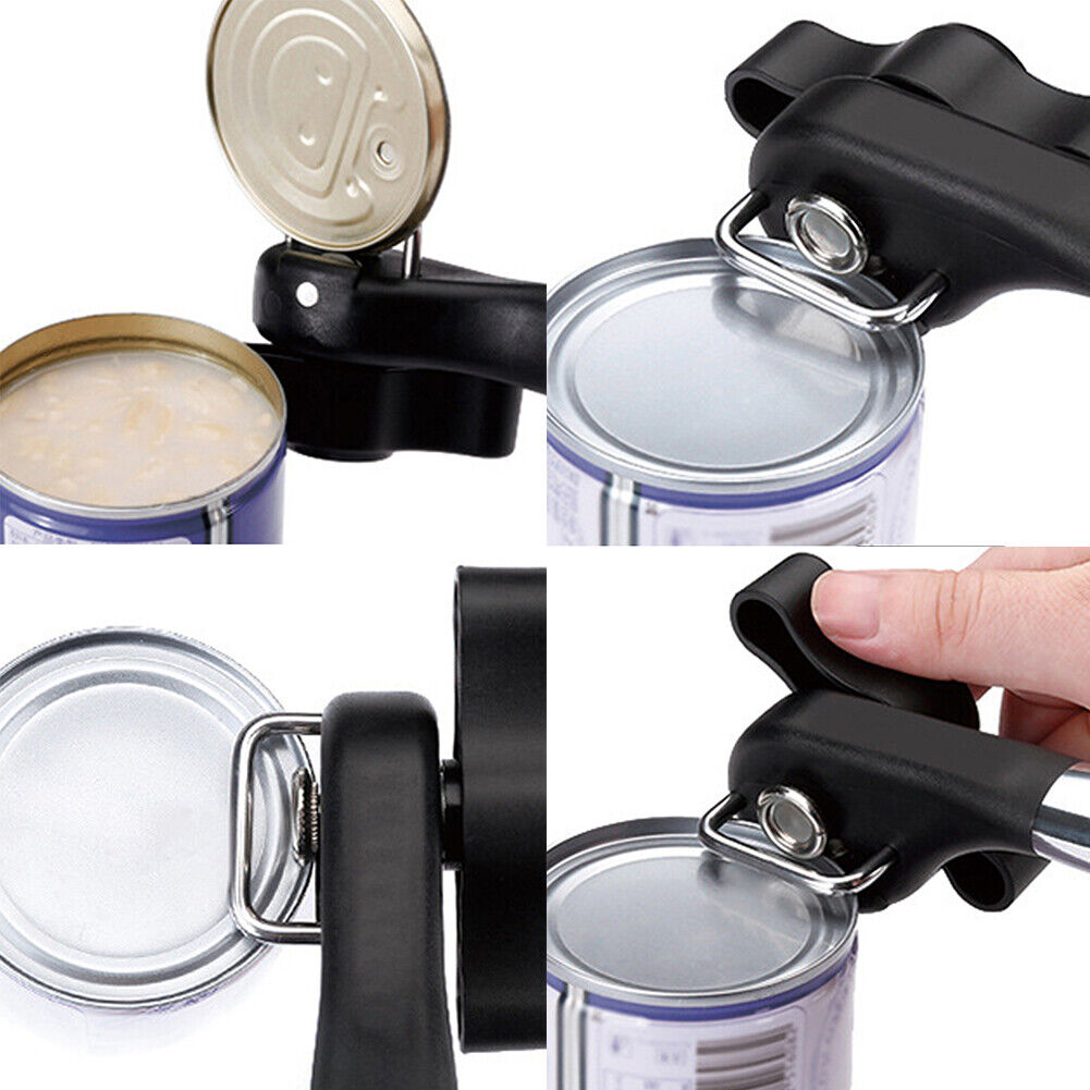 US 2-4 Pc Stainless Steel Manual Tin Can Opener Safety Cut Lid Smooth Edge Side