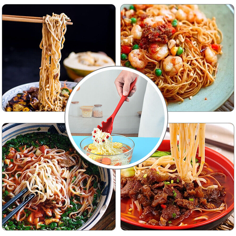 US 1-2 Pack Silicone Pasta Fork Heat Resistant Noodle Spaghetti Server Spoon
