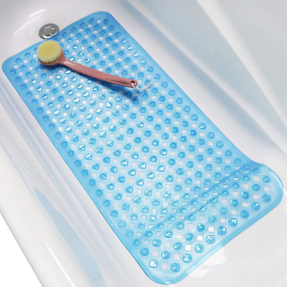 US 34.64x15.74'' Extra Long Non-Slip Bath Tub Mat Drain Hole Shower Foot Massage