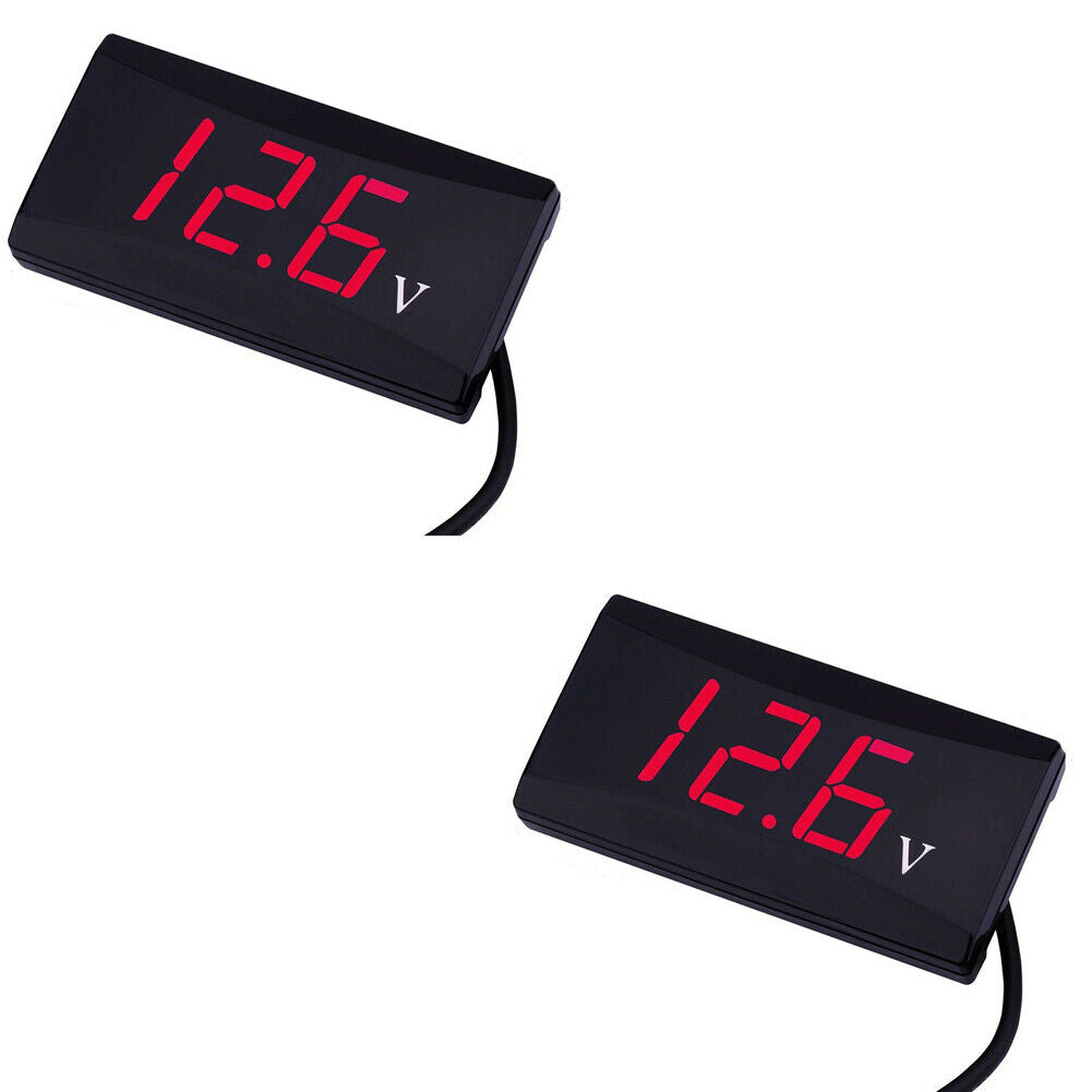 US 2-4 Pcs Upgraded 12V Voltage Gauge LED Digital Display Panel Meter Motorcycle