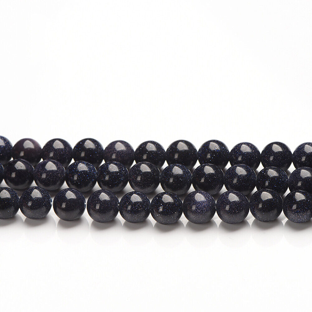 US 6/8/10MM Natural Blue Sandstone Loose Beads Starry Sky Stone Round DIYJewelry