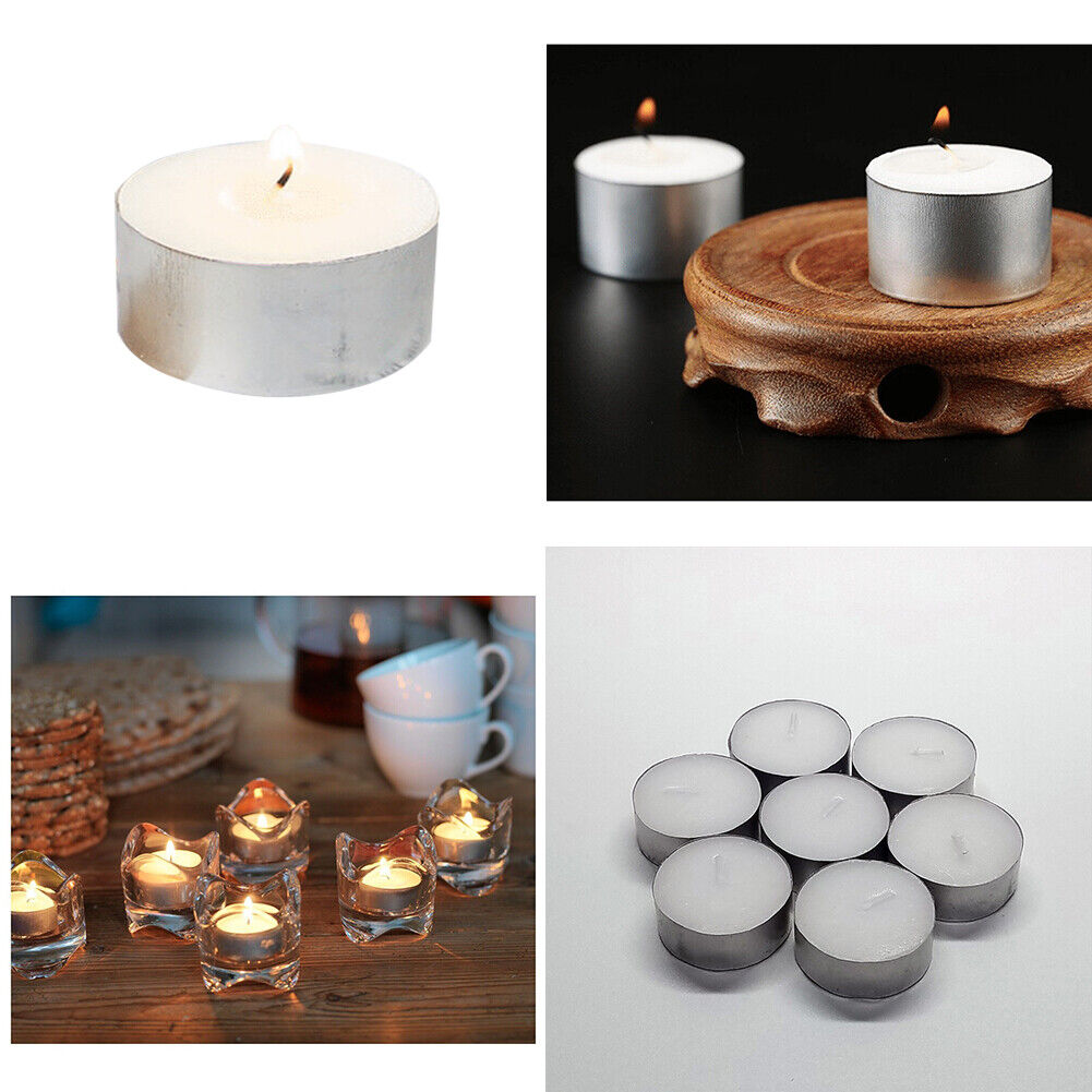 US 100-200 Pc Tea Light Candle 4h Long Lasting Natural Palm Oil White Unscented