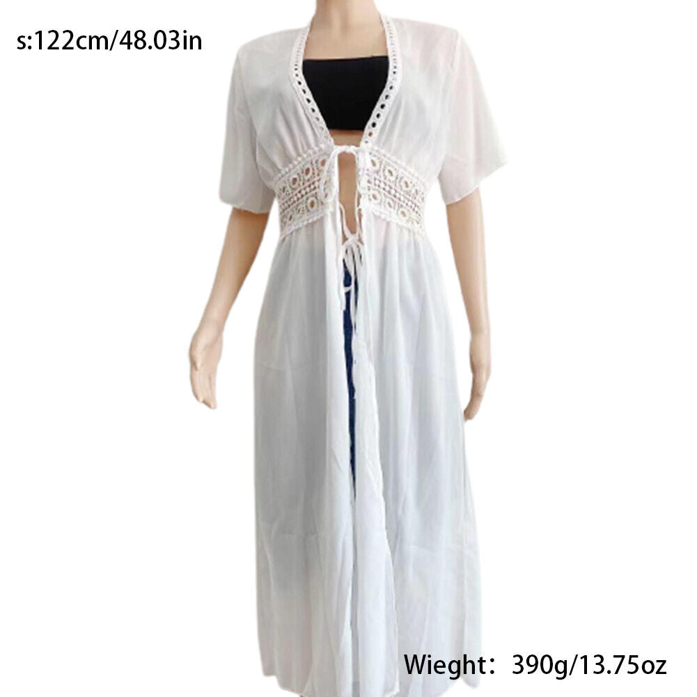 US Women Crochet Sexy V-neck Sleep Dress Summer Beach Wear Cover-Up Bathing Suit