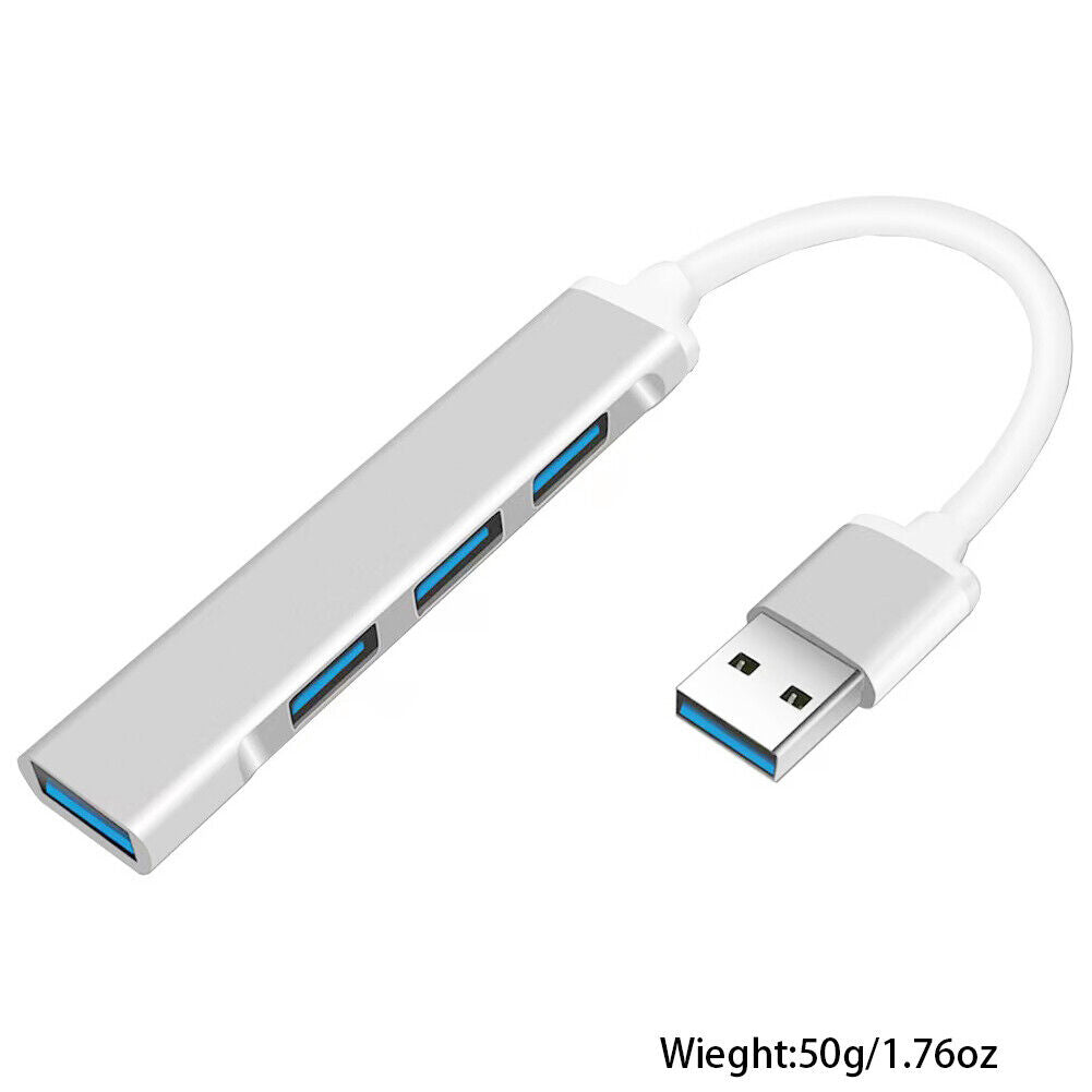 US 2-4 Pcs USB 3.0 4 Port Hub Splitter Slim Sleek Aluminum PC Mac Laptop Desktop