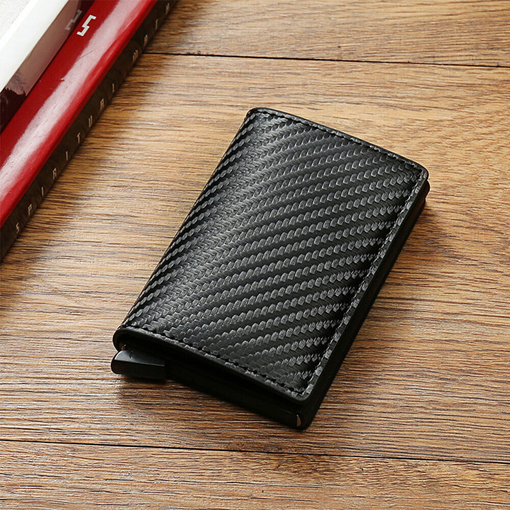 US 1-2 Pcs RFID Blocking Tactical Carbon Fiber Wallet ID Credit Card Holder Men