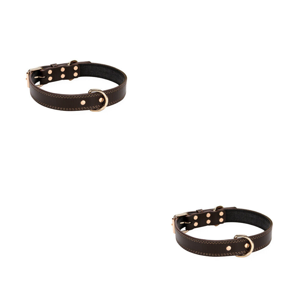 US 1-2 Pack Heavy Duty Full Grain Genuine Leather Dog Collar Strong Hardware Pet