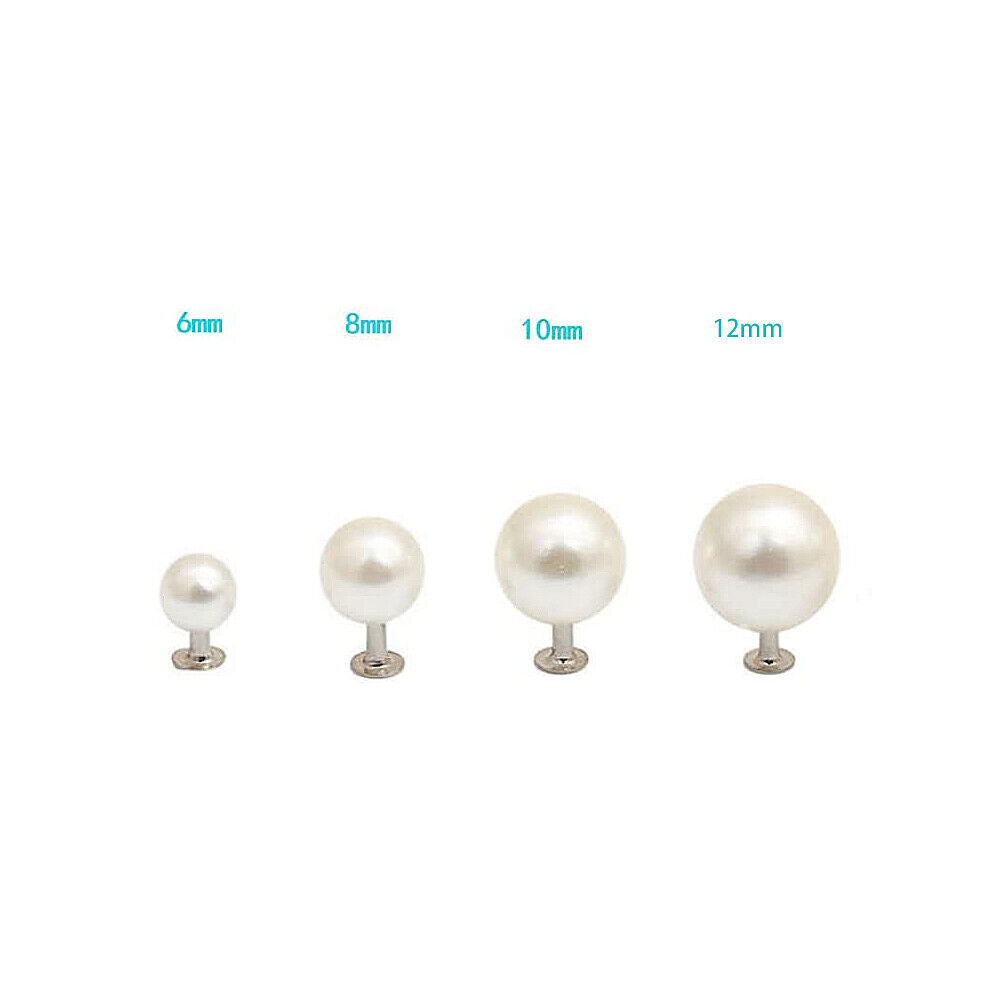 US 40~100Pc 6~12mm Half Hole Faux Pearl Rivet Studs Button DIY Accessories Pearl