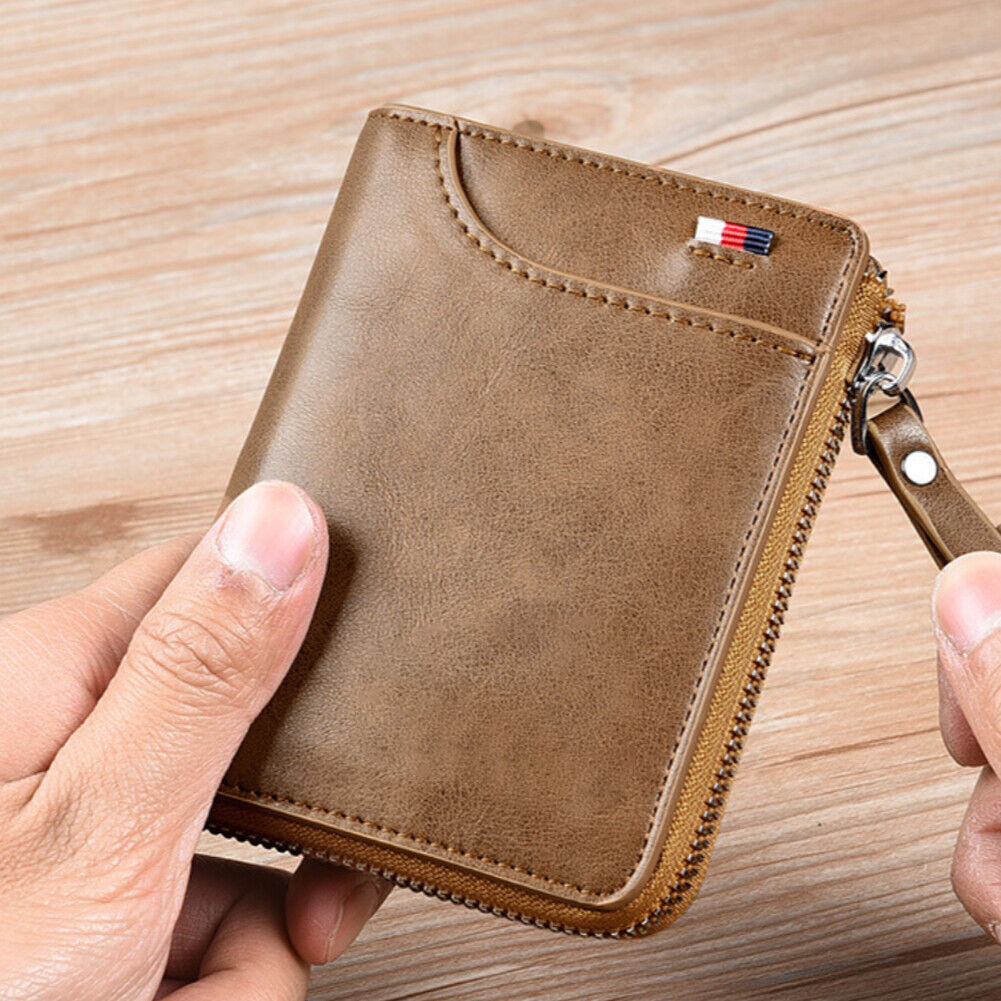 US 1-2 Pack Men RFID Blocking Leather Wallet Credit Card ID Holder Zipper Purse