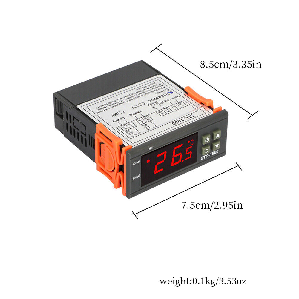 US 1-2 Pack STC-1000 AC 110V Digital Display Temperature Controller Thermostat