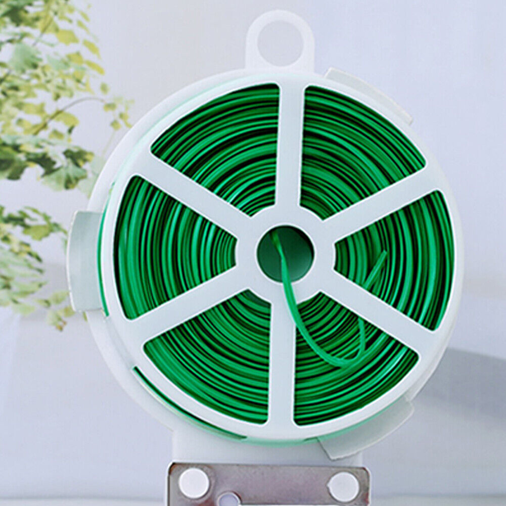 US 328FT 100M Kitchen Bag Gardening Plant Green Twist Tie Wire Roll With Cutter